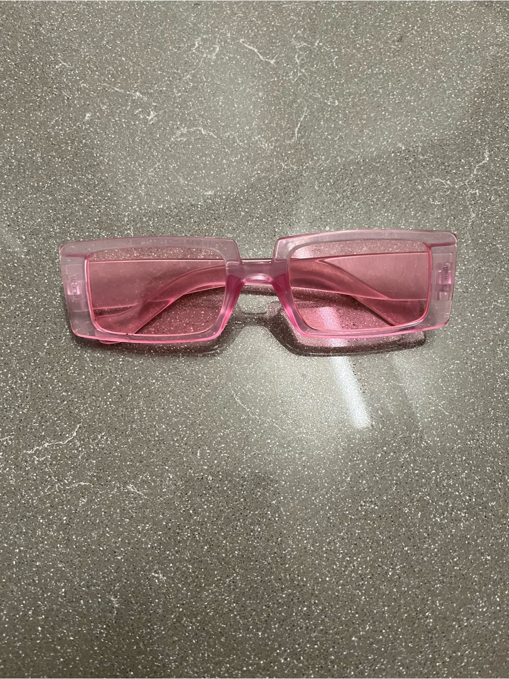 SHEIN Pink Rectangular Transparent Sunglasses
